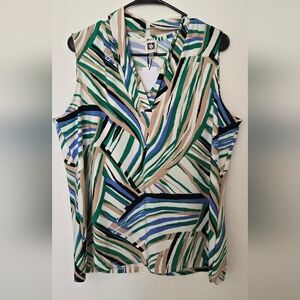 Anne Klein Multicolor Striped Sleeveless Blouse